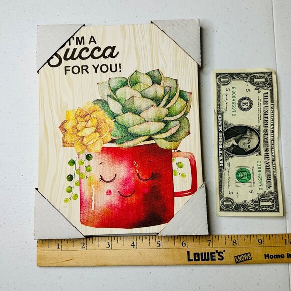 Succulent-Themed Canvas Art With "I'm A Succa For You!" Text & Red Mug Design - Picture 4 of 6